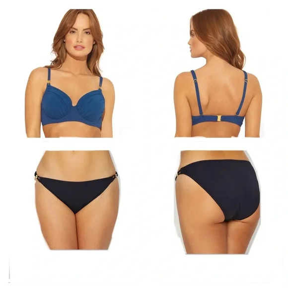 Bleu Rod Beattie Shirred Underwire Bikini Top Size 36D Bottom Size 6 - Picture 1 of 14